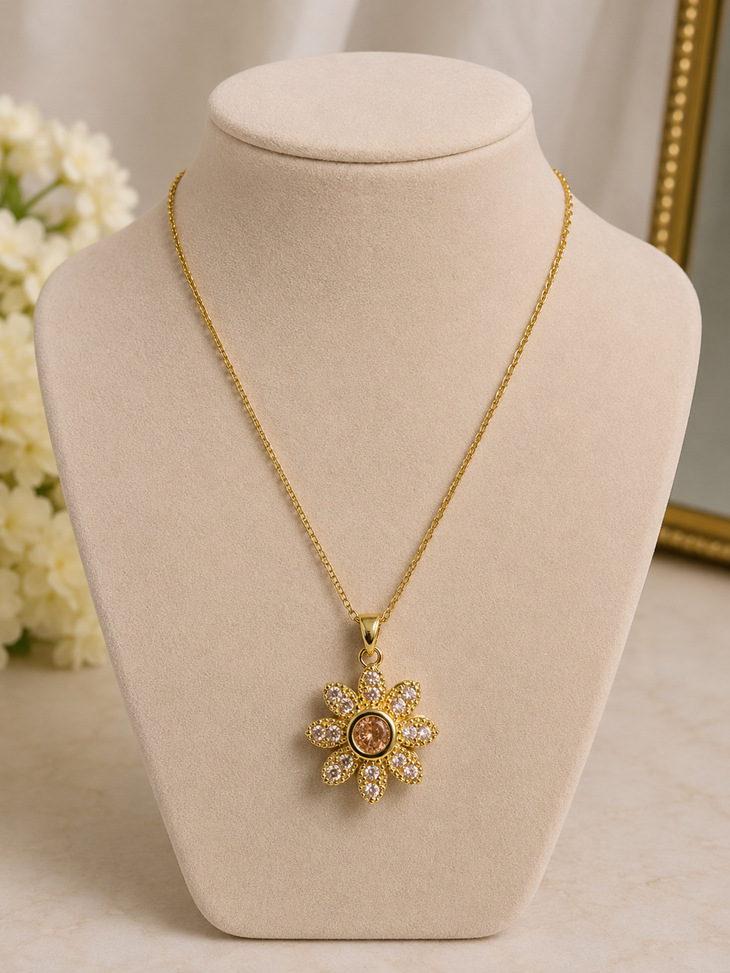 Golden Daisy Sparkle Necklace